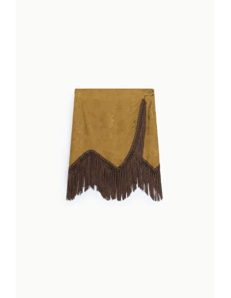 Korte bedrukte rok met decoratieve franjes Dixie