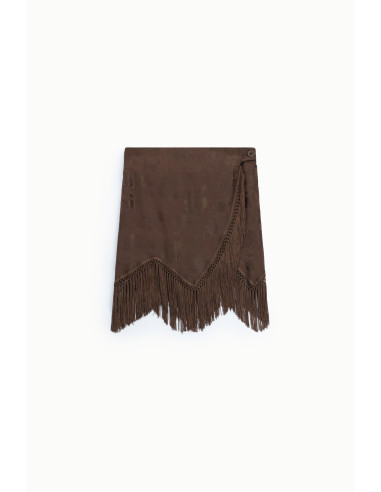 Jupe courte imprimée avec franges décoratives Dixie