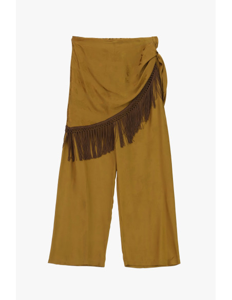 Pantalon palazzo avec empiècement et franges latérales Dixie