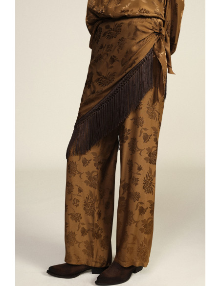 Pantalon palazzo avec empiècement et franges latérales Dixie