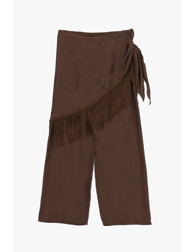 Pantalon palazzo avec empiècement et franges latérales Dixie