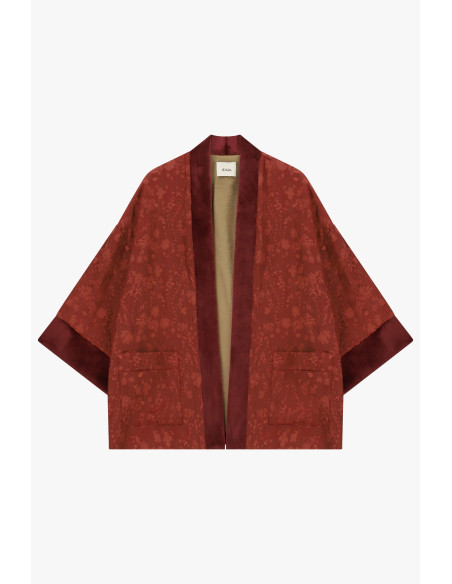 Manteau duster ample en jacquard avec bordures contrastantes Dixie