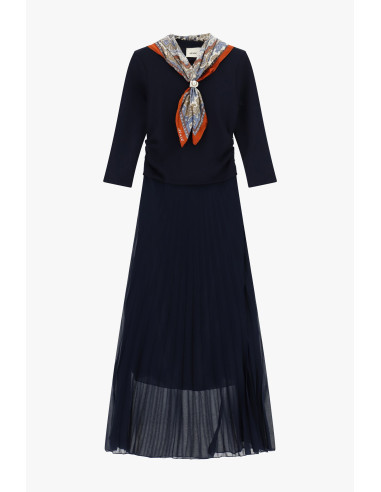 Robe longue avec jupe plissée et foulard imprimé Dixie