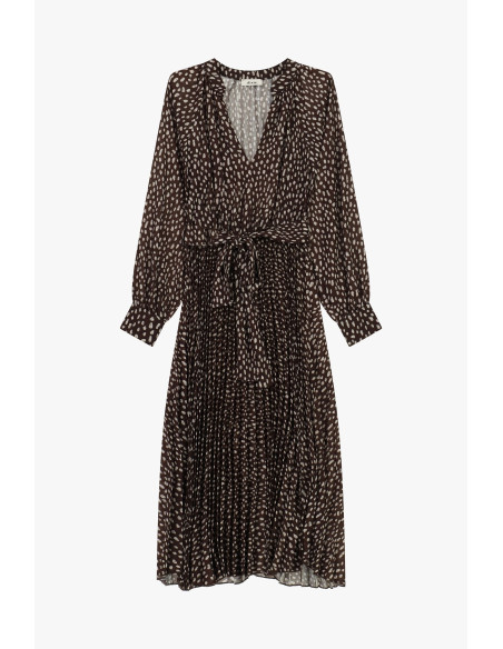 Robe midi à motifs avec ceinture et manches longues Dixie