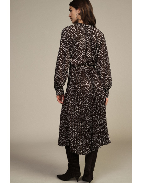 Robe midi à motifs avec ceinture et manches longues Dixie