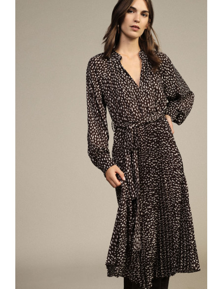 Robe midi à motifs avec ceinture et manches longues Dixie