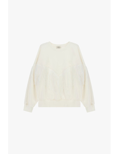 Sweat-shirt à col rond avec franges décoratives en V Dixie