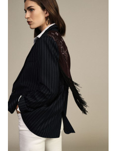 Blazer à rayures avec foulard bandana et franges Dixie