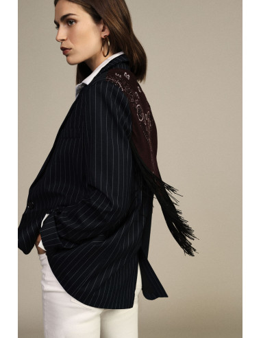 Blazer à rayures avec foulard bandana et franges Dixie