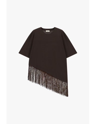 Dixie T-shirt met korte mouwen en asymmetrische franjes