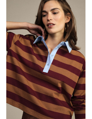 Pull rayé Dixie à col contrastant et manches longues