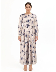 Robe longue grande taille en satin avec bande plissée à la taille Rinascimento Curvy