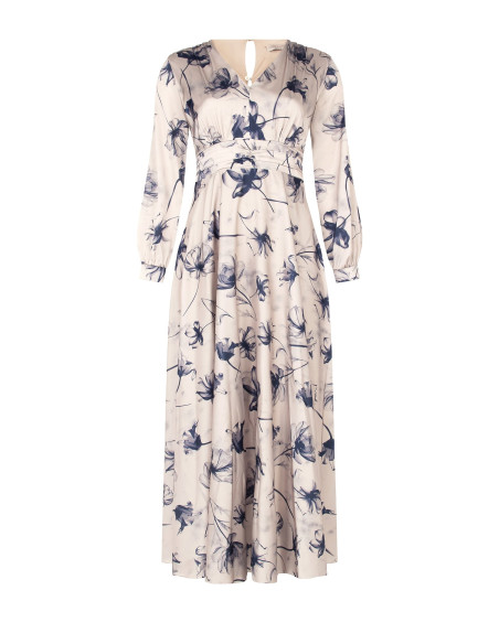 Robe longue grande taille en satin avec bande plissée à la taille Rinascimento Curvy