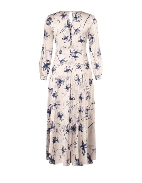 Robe longue grande taille en satin avec bande plissée à la taille Rinascimento Curvy