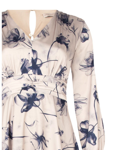 Lange curvy-jurk van satijn met geplooide tailleband – Rinascimento Curvy