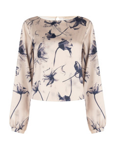 Blouse fluide en satin à grandes fleurs Rinascimento
