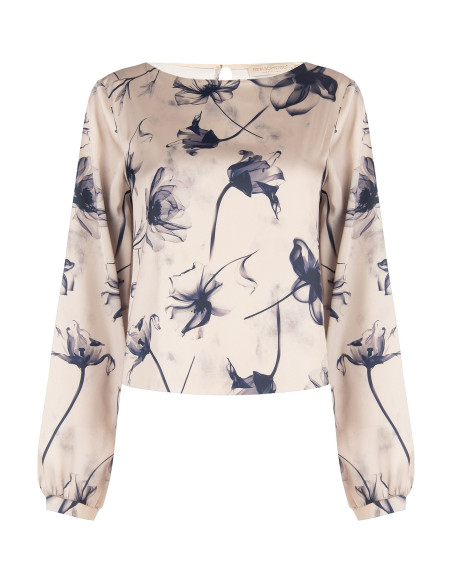 Blouse fluide en satin à grandes fleurs Rinascimento