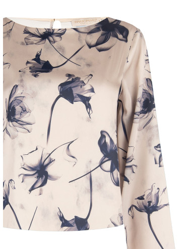 Blouse fluide en satin à grandes fleurs Rinascimento