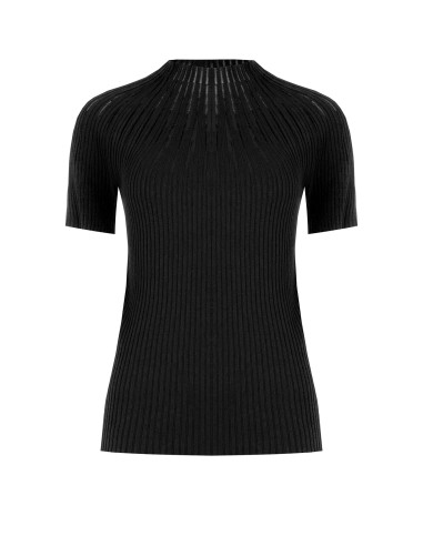 Pull ajusté côtelé à rayures en tulle Rinascimento
