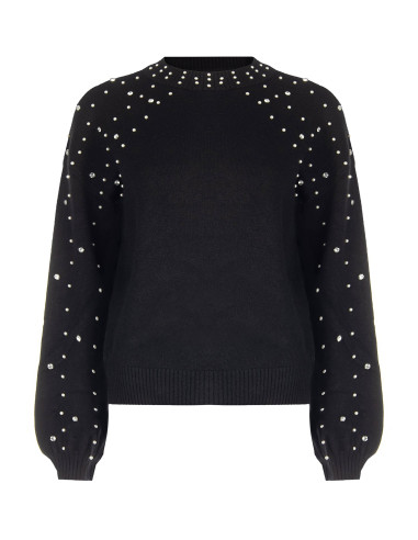 Pull en viscose mélangée avec cristaux et perles Rinascimento