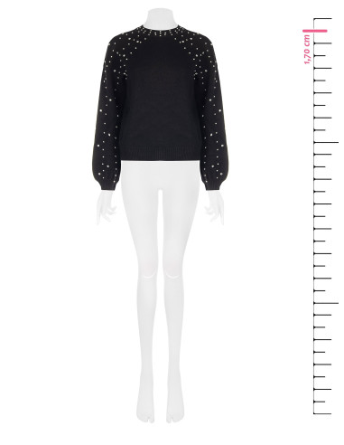 Pull en viscose mélangée avec cristaux et perles Rinascimento