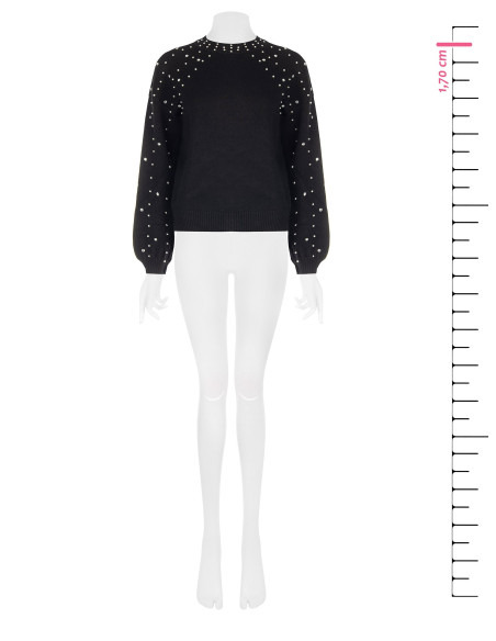 Pull en viscose mélangée avec cristaux et perles Rinascimento