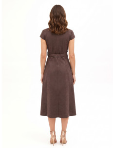 Robe midi en similidaine avec ceinture rigide assortie et boucle chaîne Rinascimento 2