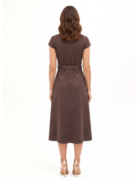 Robe midi en similidaine avec ceinture rigide assortie et boucle chaîne Rinascimento