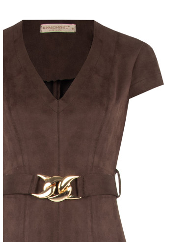 Robe midi en similidaine avec ceinture rigide assortie et boucle chaîne Rinascimento