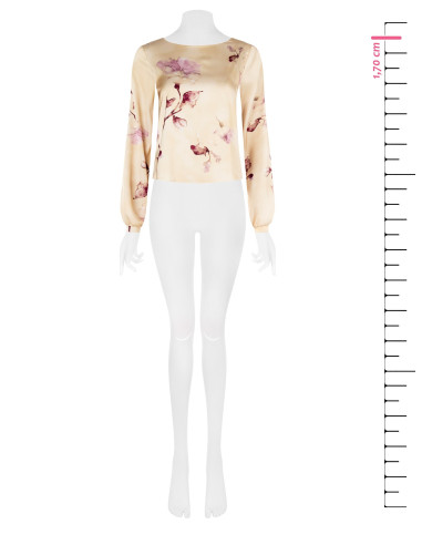 Blouse Ample et Fluide en Satin Fleuri Rinascimento