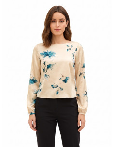 Blouse Ample et Fluide en Satin Fleuri Rinascimento 2