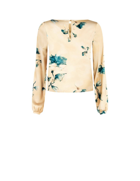 Blouse Ample et Fluide en Satin Fleuri Rinascimento