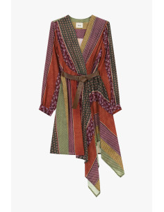 Robe midi à motif géométrique avec ceinture Dixie