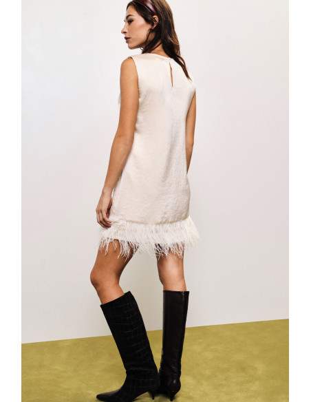 Robe courte sans manches avec détail en plumes Dixie