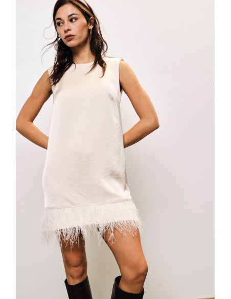 Robe courte sans manches avec détail en plumes Dixie