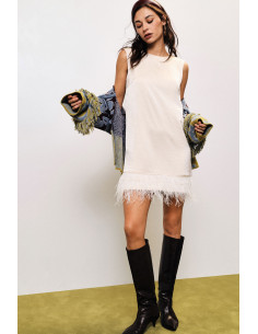 Robe courte sans manches avec détail en plumes Dixie