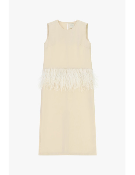 Robe sans manches avec détail en plumes et coupe droite Dixie