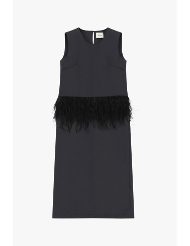 Robe sans manches avec détail en plumes et coupe droite Dixie