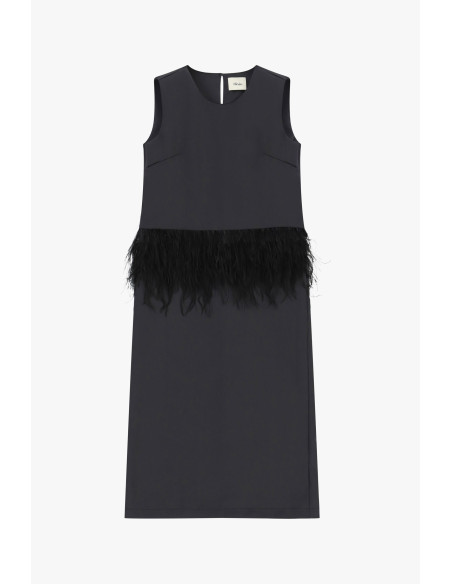 Robe sans manches avec détail en plumes et coupe droite Dixie