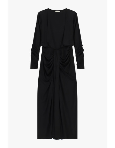 Robe longue à manches froncées et drapé sur le devant Dixie