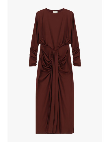 Robe longue à manches froncées et drapé sur le devant Dixie