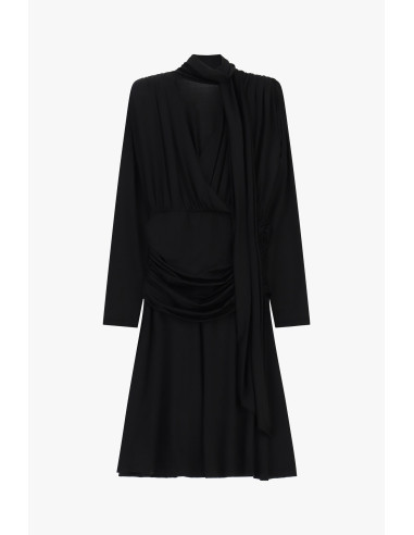 Robe midi plissée avec drapé et ceinture nouée Dixie