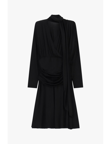 Midi-jurk met plooien, drapering en geknoopte ceintuur Dixie