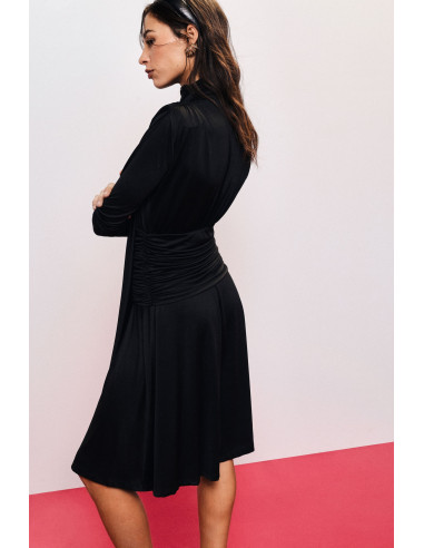 Robe midi plissée avec drapé et ceinture nouée Dixie