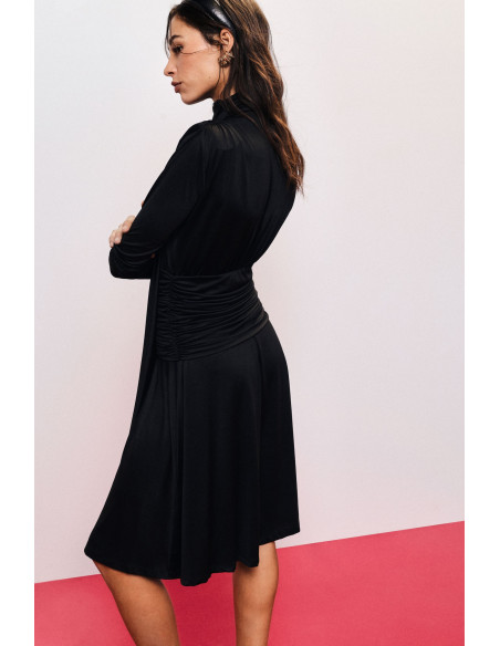 Midi-jurk met plooien, drapering en geknoopte ceintuur Dixie