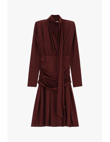 Midi-jurk met plooien, drapering en geknoopte ceintuur Dixie