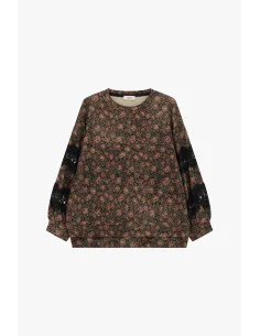 Sweater met ronde hals, bloemenpatroon en kanten inzetstukken Dixie