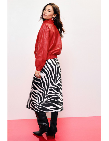 Grafische uitlopende midi-rok met zebraprint Dixie