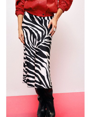 Grafische uitlopende midi-rok met zebraprint Dixie