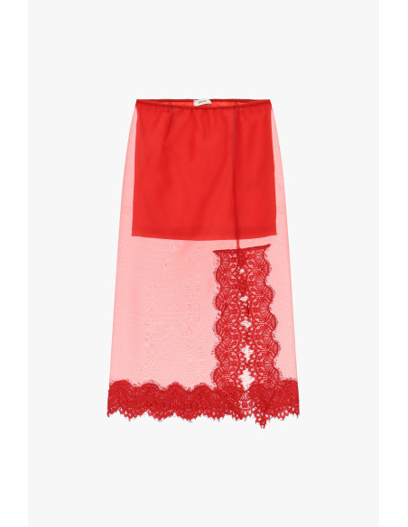 Jupe midi avec empiècement en dentelle et détails transparents Dixie